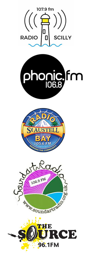 Radio Scilly, Phonic FM, Radio St Austell Bay, Soundart Radio, The Source