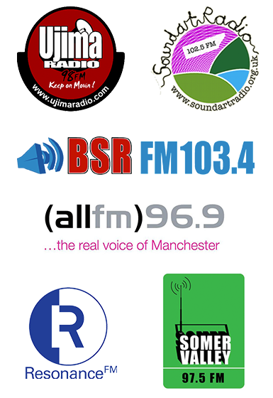 Ujima Radio, Resonance FM, ALL FM, Somer Valley FM, Soundart Radio, and Bradley Stoke Radio.